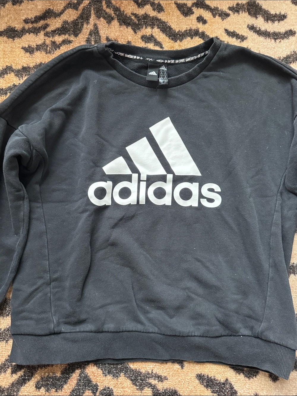 adidas Black Crewneck with Large White Logo